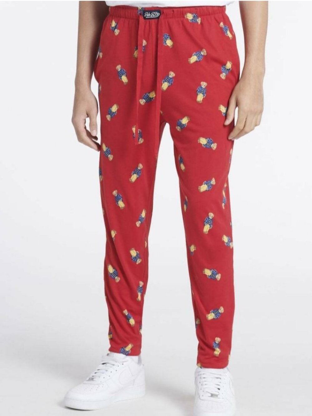 New Polo Ralph Lauren Big Bear Logo Knit Jogger Pants RED Men's Size MEDIUM